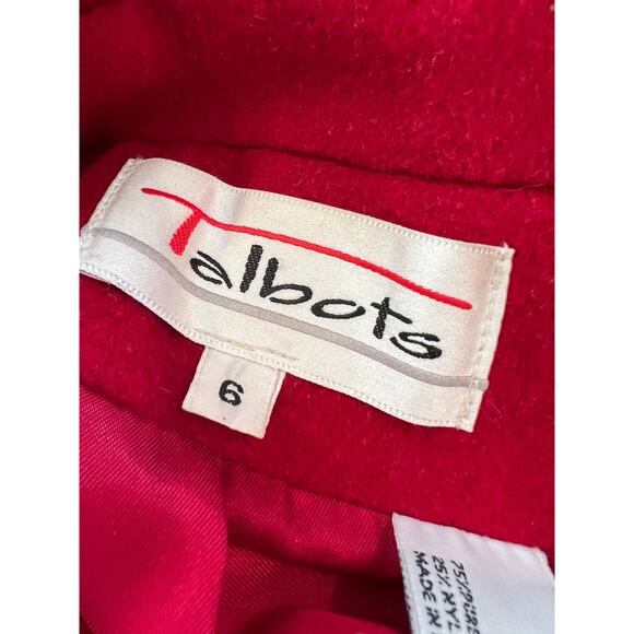 Vintage Talbots Cherry red Oversized Wool Coat 6 - Picture 7 of 9